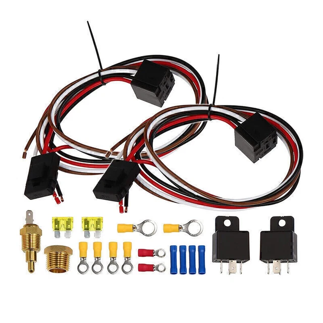 Dual Electric Fan Relay Set Controller Thermostatic Sensor Switch On 185 Off 175
