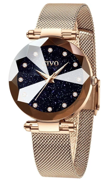 Montre Femme Quartz Vintage - Cadran Noir Rectangle, Bracelet Acier Doré 14mm - Neuf Avec étiquettes
