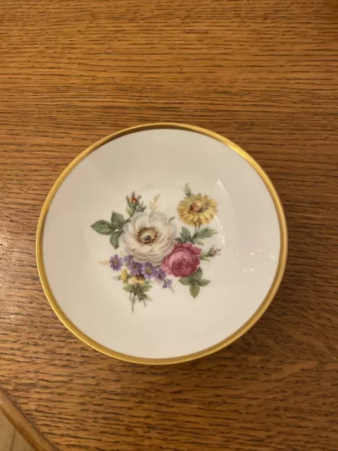 Vintage Kaiser Porcelain German Floral Bowl Dish Gold Rim 2
