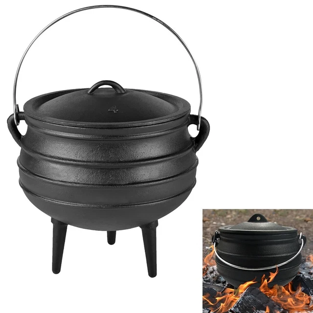 Dutch Oven Feuertopf Gusseisen Kochtopf Bräter Potjie 8L Feuerkessel Gusstopf