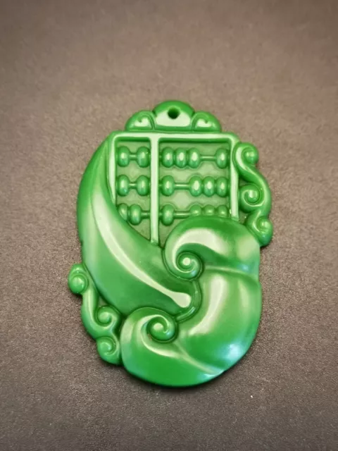 Natural Green Jade  Hand Engraving Reckon Without One's Host Pendant Y52