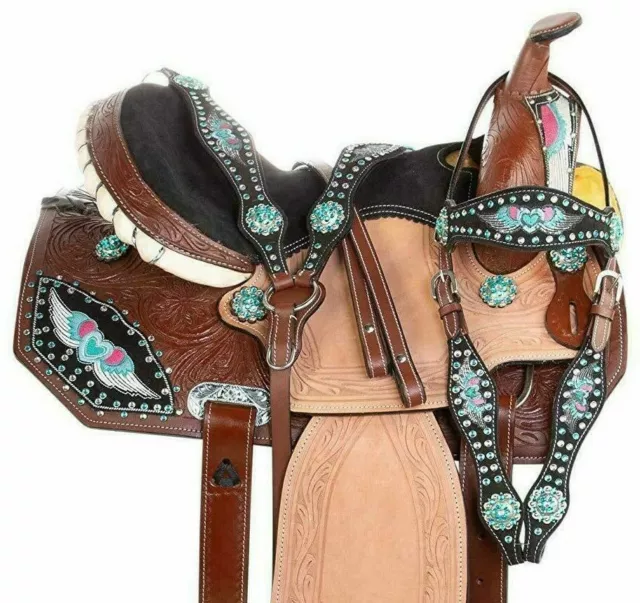 New Premium Leather Western Barrel Racing Horse Saddle Tack Set/ All Sizes