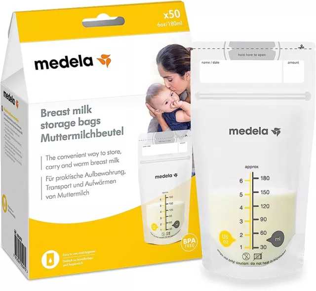 Medela Set of 180 ml Breast Milk Storage Bags - Pack of 50 BPA-free breast milk