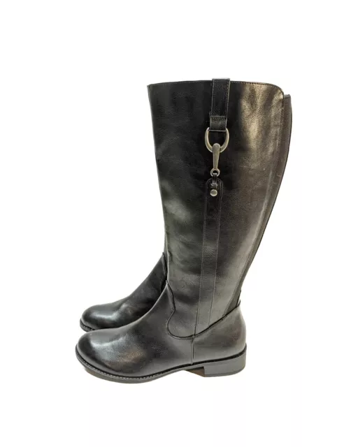 LIFESTRIDE BOOTS WOMENS 7.5 W Sikora Tall Riding Black Faux