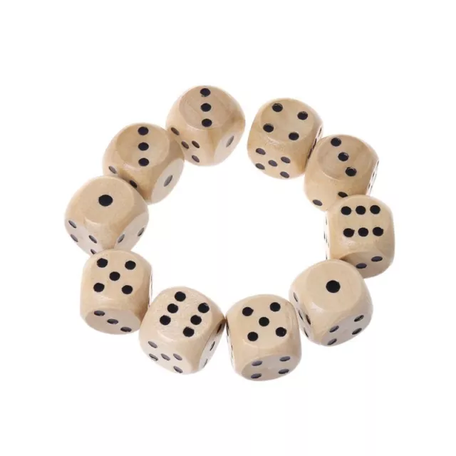 10x 14mm 6 Sided D6 Faces Wooden Dots Cubes Round Corner Kid Toys Digital Dices