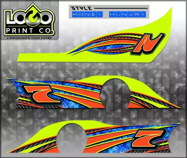 Go Kart Racing Wraps, Graphics, Decals, Stickers, Numbers, Logos, MONEY HUNGRY