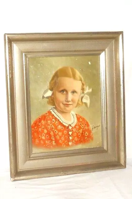 Altes Ölgemälde Mädchen Kinderbild Gemälde Malerei Ölbild signiert George Rahmen