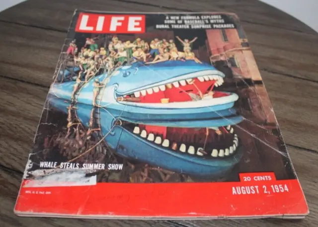 Vtg Life Magazine AUGUST 2, 1954 Whale Steals Summer Show GREAT ADS!