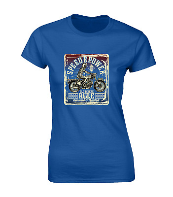 Old Bikers Rule Ladies T Shirt Motorbike Motorcycle Biker Gift Present Idea Top