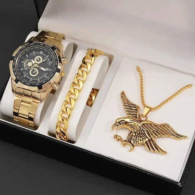 Parure De Luxe Femme - Montre Bracelet Or + 5 Bijoux - Ensemble 6 Pièces - Neuf