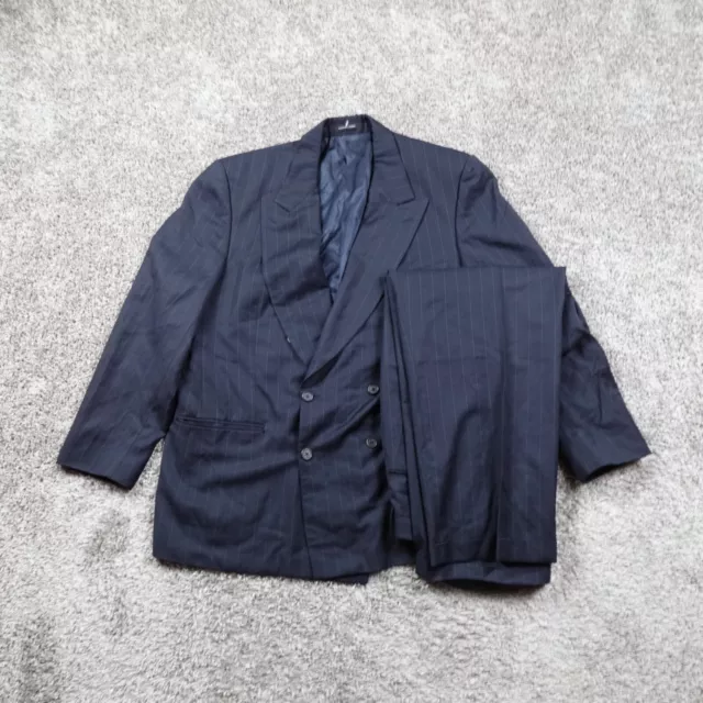 Vintage Yves Saint Laurent 2 Piece Suit Jacket Pants 46 Long Pinstripes 2 Wool