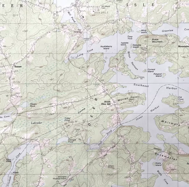 Map Deer Isle Acadia Maine 1983 Topographic Geo Survey 1:24000 27 x 22" TOPO4