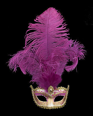 Mask from Venice Colombine IN Feathers Ostrich Shayla Pink 1456 VG10