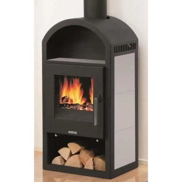 Justus Texas V Kaminofen 6kW - Speckstein Schwarz/Grau Mit Warmhaltefach