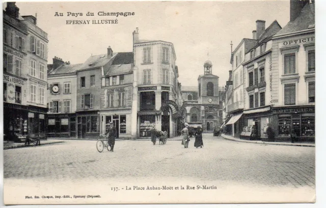 EPERNAY - Marne - CPA 51 - the streets - Place Auban Moet - shops