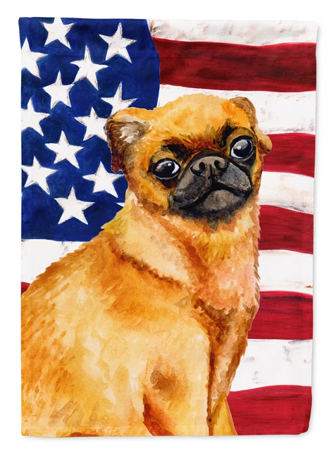 Small Brabant Griffon Patriotic Flag Canvas House Size BB9667CHF
