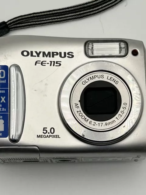 Olympus FE FE-115 5.0MP Digital Camera Silver TESTED Working W/Issues FOR PARTS 3