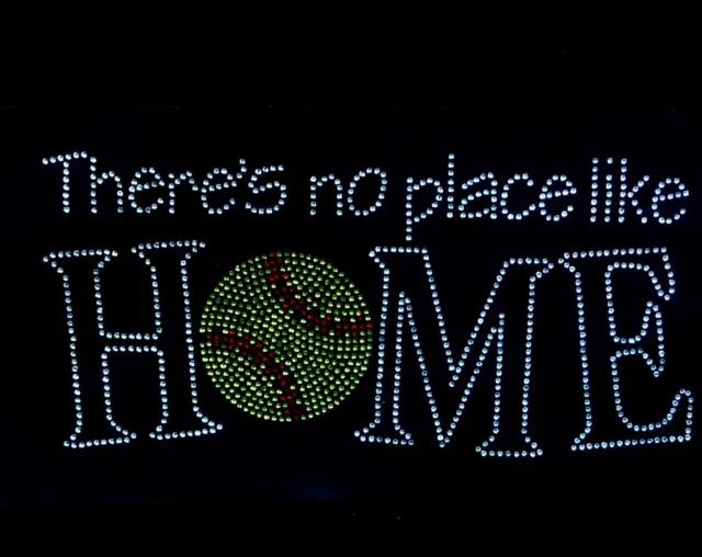 There's no place like home SOFTBALL Hot Fix bling Rhinestone Iron-On Transfer 3
