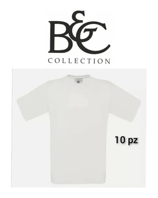 T-Shirt Bianco Super Offerta 10 Pezzi B&C 150 Grammi Stock Magliette  Uomo