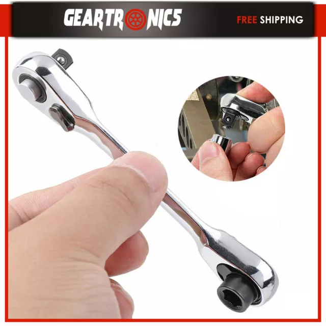1/4" Mini Double-Ended Quick Socket Ratchet Wrench Rod Screwdriver Bit Tool