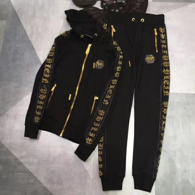 Tuta Philipp Plein Oro Tracksuit Philip Teschio Golden Strass Skull Jogger Sport