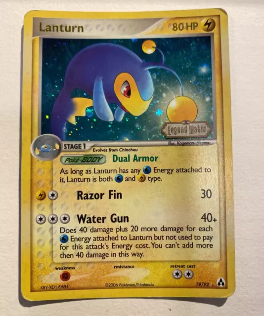 Pokemon Card - Lanturn - EX Legend Maker 19/92 Reverse Holo Rare Stamped