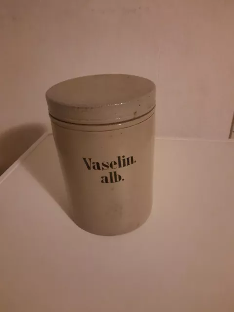 Altes Apotheker-Gefäß Keramik/Steingut grau Salbenkruke Standgefäß f. 5 kg Salbe