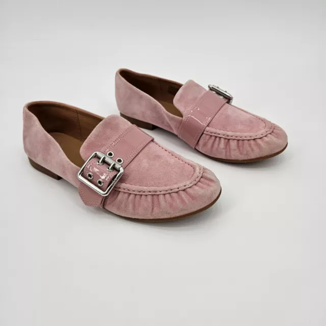 UGG Charlotte Suede Buckle Loafers Women's Size 8 Pink Crystal 1106761 Leather