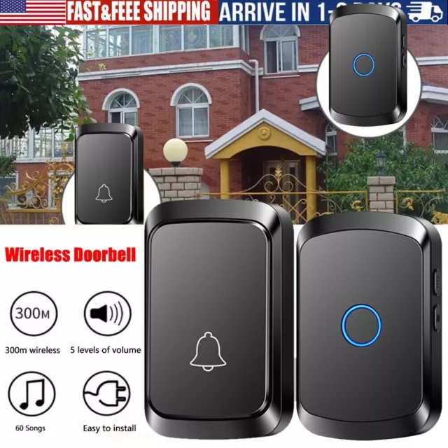 Wireless Doorbell, Plug and Play Waterproof Door Bell Kit 60 Musics for Home