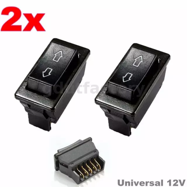 2x UNIVERSAL 12V 2 WAY MOMENTARY ELECTRIC WINDOW AERIAL UP DOWN ROCKER SWITCH