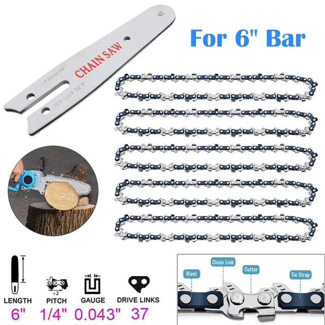 5X 6 INCH Replacement Chainsaw Chain & Guide Bar For 6" Mini Electric ...