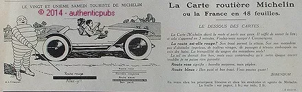Publicite Pneu Michelin Carte Routiere Bibendum Signe E. L. Cousyn De 1919 Ad