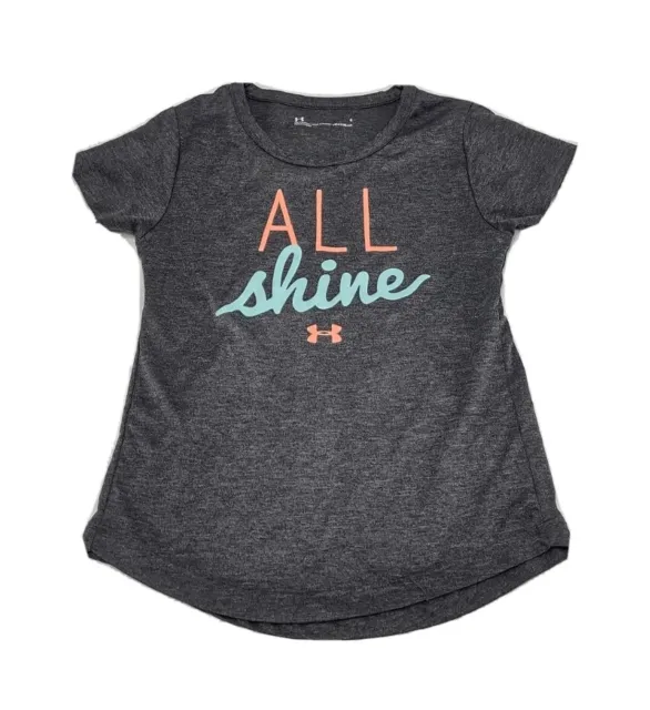 Under Armour Youth Girls Size 6 Heat Gear Shirt "All Shine" excellent used cond.