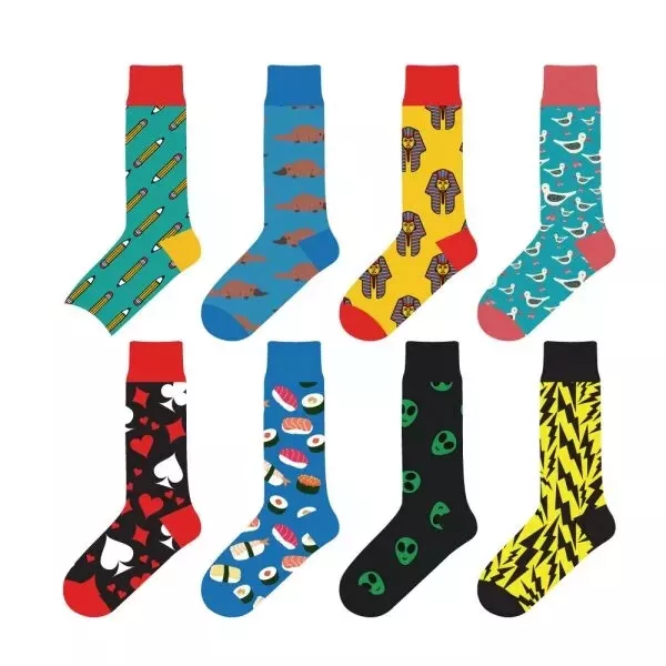 8 pairs Men's Women Cool Colorful Fancy Novelty Funny Casual Cotton Crew Socks 2