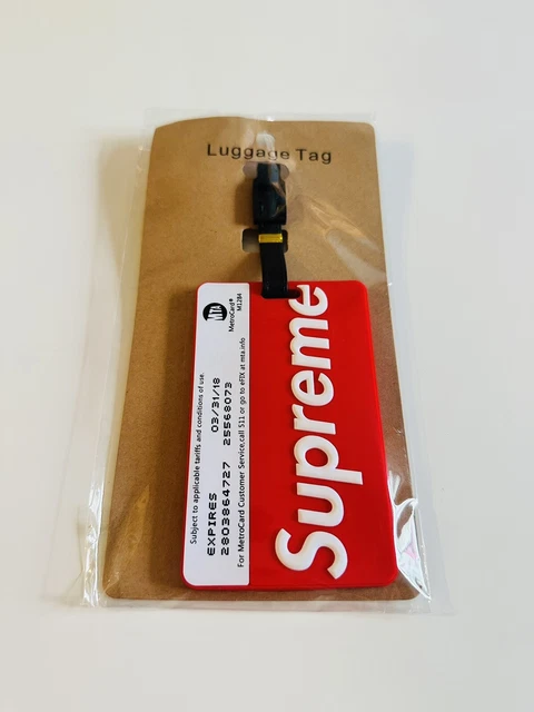 Supreme New York Box Logo Bogo Red MTA Card Holder Key Travel Luggage Tag