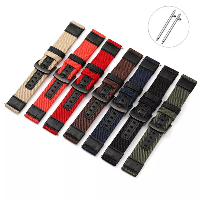 Nylon Canvas Leather Watch Strap Band Replacement Smart Bracelet 18 20 22 24mm