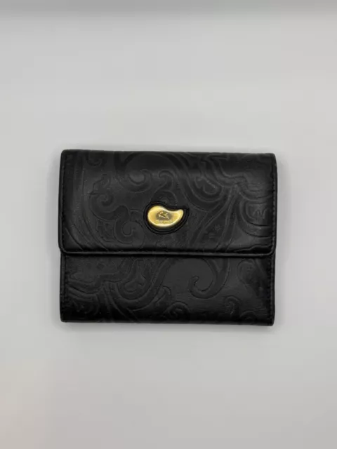 ETRO Milano wallet bifold black paisley coated canvas leather Italy