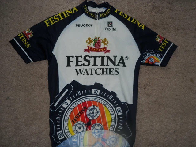 Maillot cyclisme rétro Sibille Festina Watches Peugeot