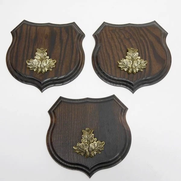 3x Wappenschilder Jabalí Af 15cm Escudo de Trofeo Hoja de Roble Portada Pequeño 2