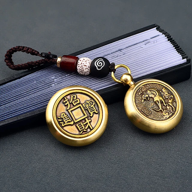 1pc 12 Zodiac Animals Tags Car Key Chain Pendants Brass Rope Hangings GAIR