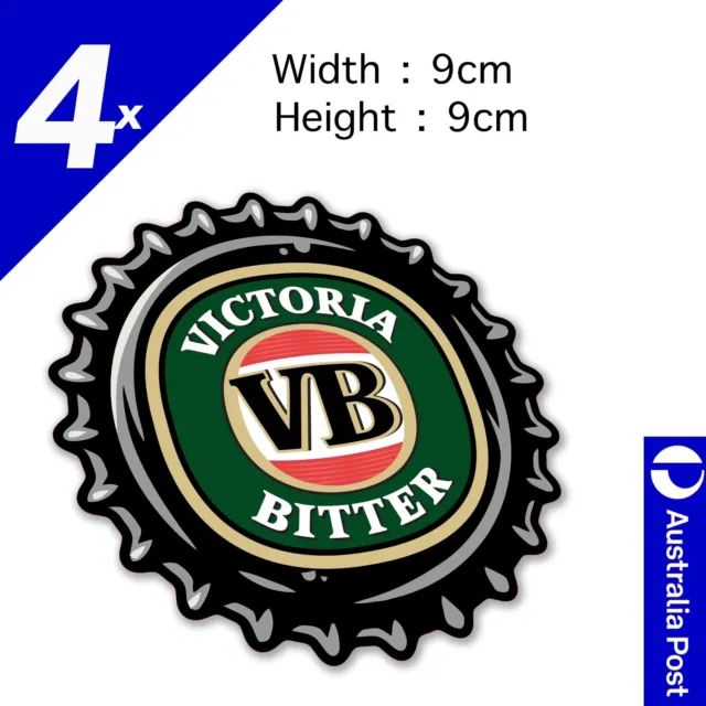 VB Logo Sticker Suit Bar Camping Victoria Bitter Car Bottle Cap Sign x4 Sticker