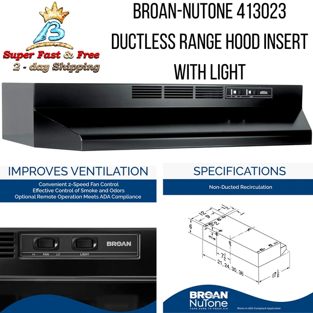 BROAN NON DUCTED Range Hood Stove Top Vent Hoods Kitchen Exhaust Fans