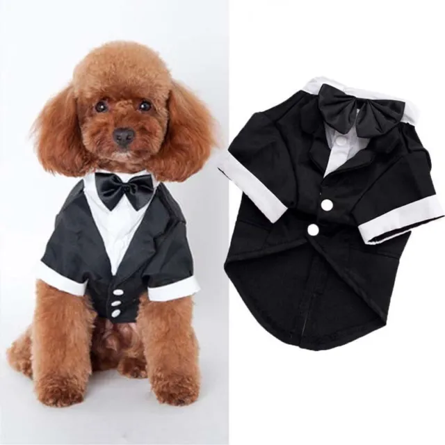 Pet Suit Dog Wedding Clothes Puppy Dog Tuxedo Suit Bow Tie Formal Costume S-XXL