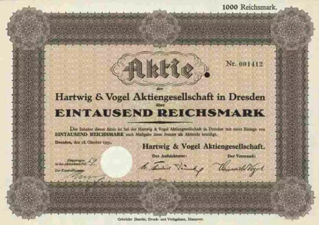 Hartwig Vogel 1932 Dresden Schokolade Kaffee Kant Einbeck 1000 RM Leipzig Berlin