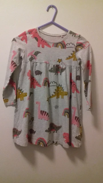 NEXT GIRLS GREY Dinosaur Print Long Sleeve Dress Age 4 5 Years 3.50 PicClick UK