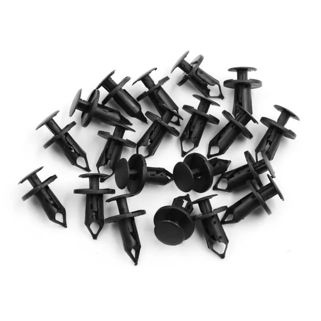 20pc 9mm Trou Noir Bouclier aile Auto rivet plastique Poussez tige fixation Clip