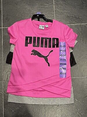 Girls Puma 4 Piece T-shirt & Shorts sets Pink NEW Age 5 - 6 Years