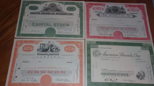 Lot of 4 Different Stock Certificates S13