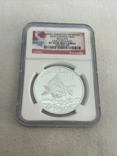 2015 Canada $20 North American Sportfish Walleye Silver Coin NGC PF70UCAM ER