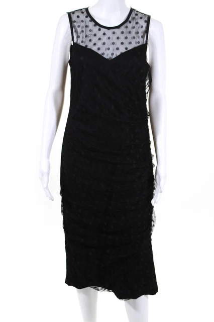 Shoshanna Midnight Womens Janine Mesh Polka Dot Dress Black Size 10 10632384